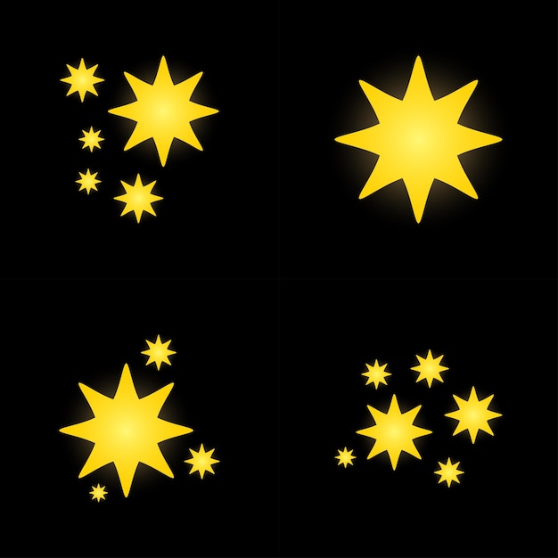 Set of stars sparkles flat design