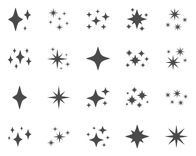 Vector set of stars sparkles flat design