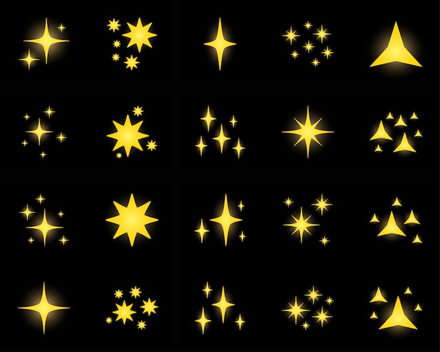 Set of stars sparkles flat design