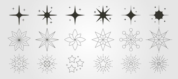 Vector set of stars vector symbol illustration design abstract stars line art bundle illustration design