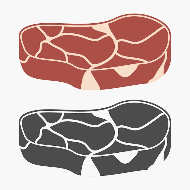 Vettore set di icone di carne di bistecca. illustrazione vettoriale.