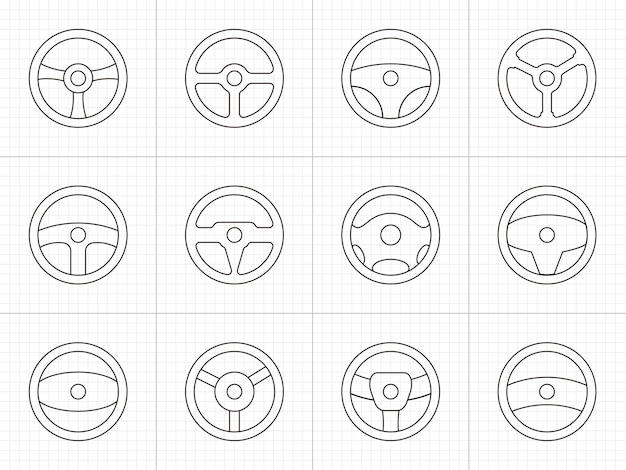 Set of Steering wheel icons in flat style