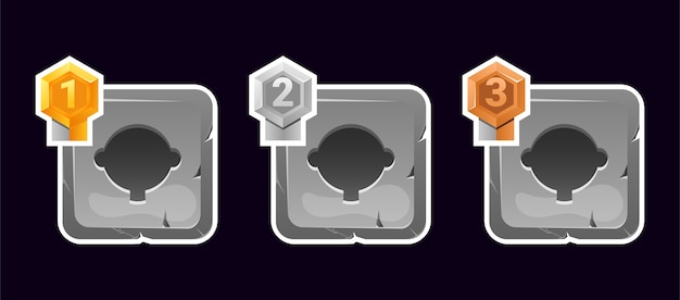 Set stenen textuur frame avatar met cijfer voor GUI-activumelementen