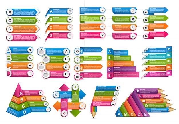 Vettore set di infografica passo