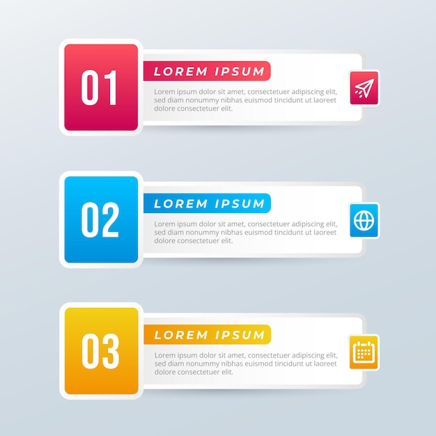 set steps Infographic Options Banner and lower third Template