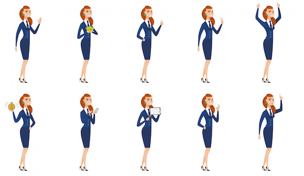 Vector set of stewardess characters.