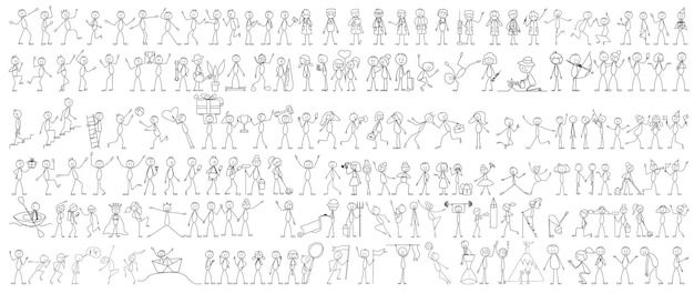 Vector set of stick figures different people vector