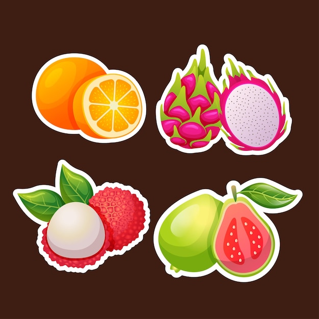 Vector set sticker fresh fruit design