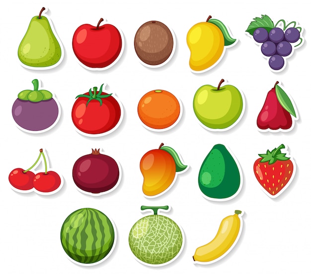 Una serie di frutti adesivi