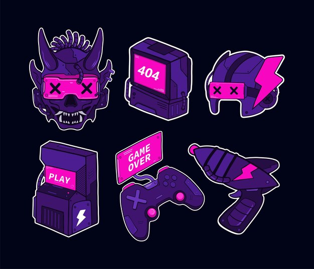 Vector set sticker of gaming illustration