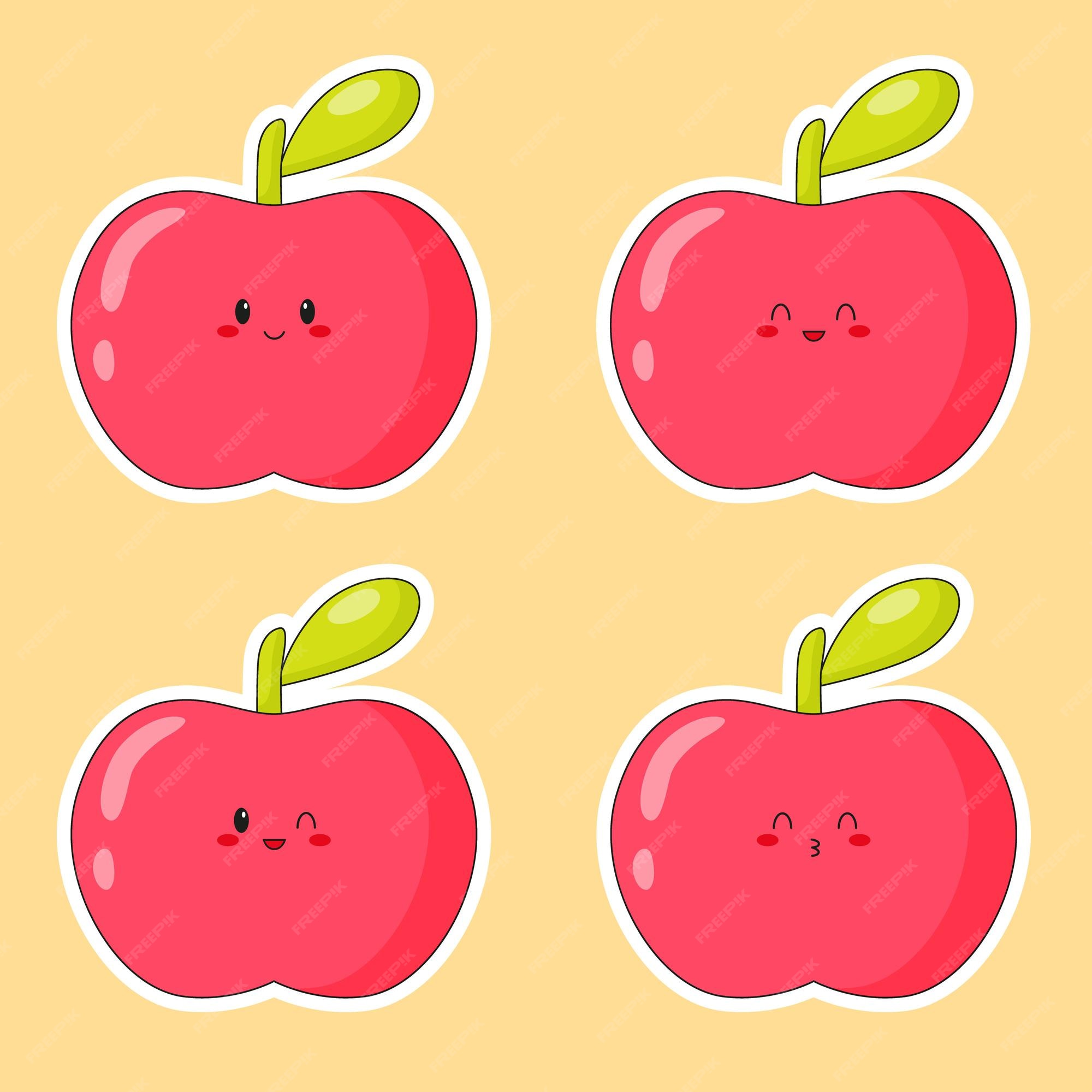 Kawaii cute happy apple with tape measuring Vector Image