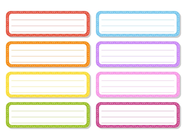 Set stickers for design. Empty template. Name tags, gift labels. Rectangular label.