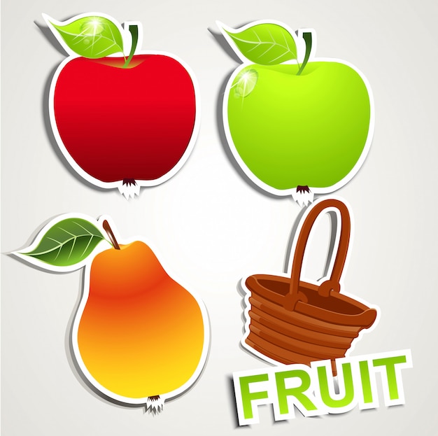 Vector set of stickers, fruits