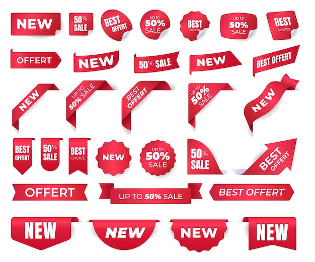 Vector set of stickers for new brands, new labels, advertising banners. sticker templates