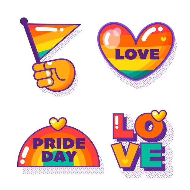 Vector a set of stickers for pride day