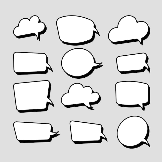 Set of stickers of speech bubbles