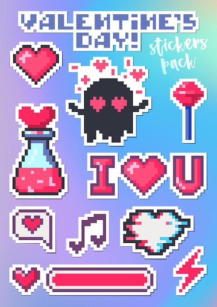 Vector set of stickers for valentine's day