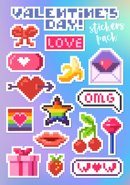 Vector set of stickers for valentine's day