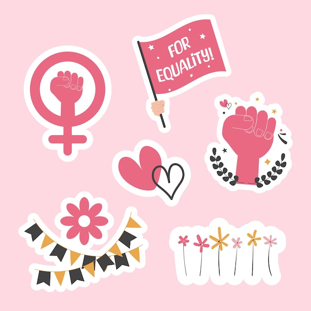 Vector set stickers voor de dag van de vrouw vectorillustratie in platte stijl