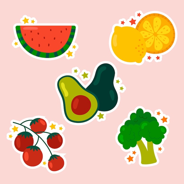 Vector set stickers voor gezonde voeding