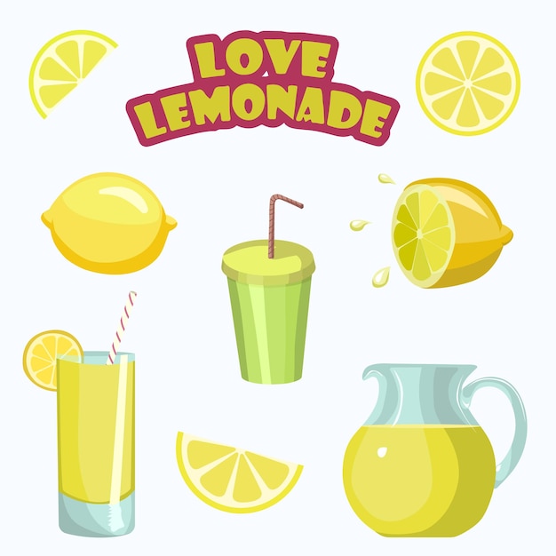 Vector set stickers voor limonadeliefhebbers