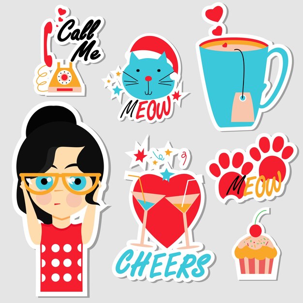 Vector set of stickers