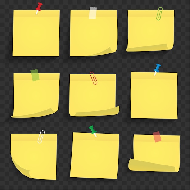 set of  sticky note template design 