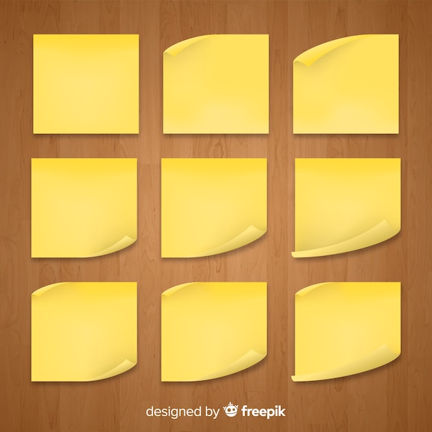 Vector set of sticky notes in realistic style