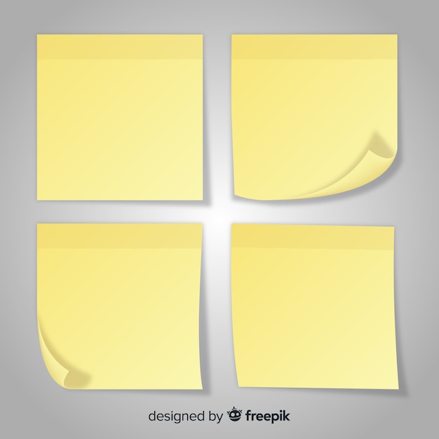 Vector set of sticky notes in realistic style