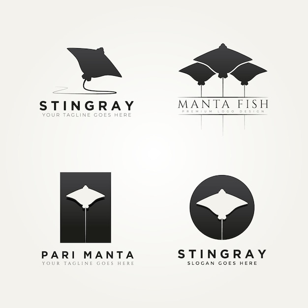 Vector set of stingray manta fish icon logo template vector illustration design