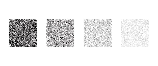 Set of stippled square texture Black dotted gritty rectangle element collection Noise grain dot work