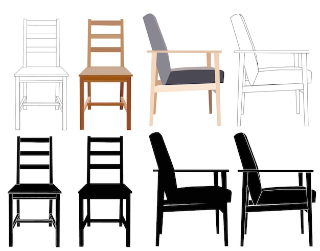 set stoelen silhouet