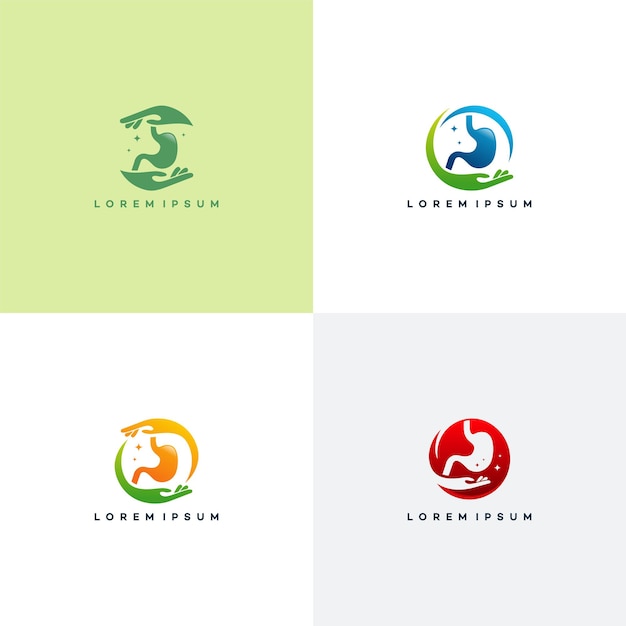 Set of Stomach care logo designs concept vector, Stomach logo designs template