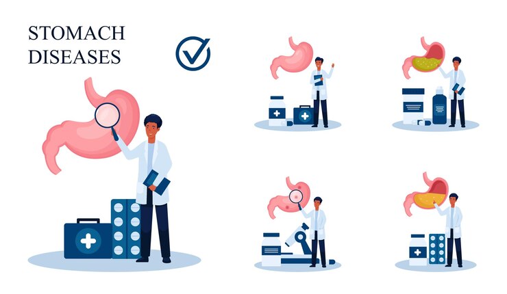 Vector set of stomach disease vector illustration