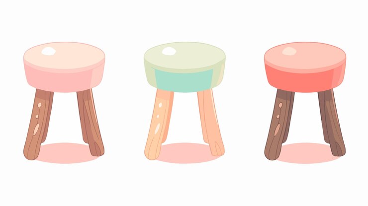 Vector a set of stools with a little table and stools