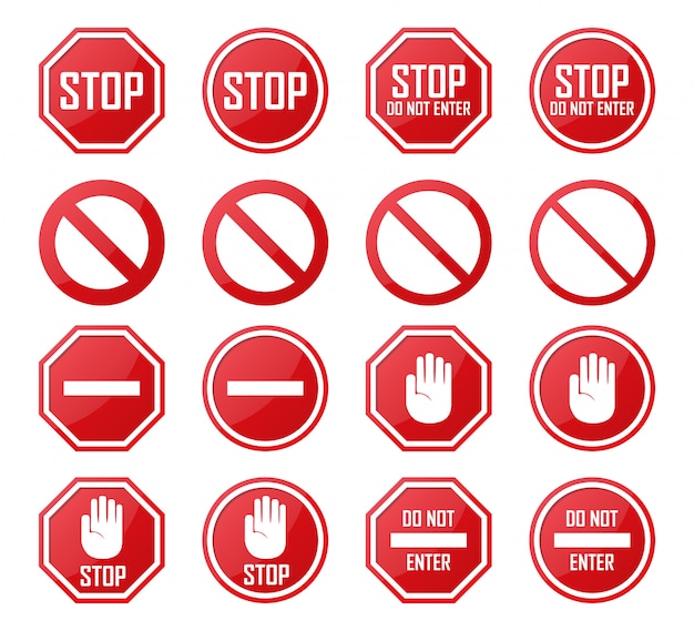 Vector set of stop, no enter, forbidden icons