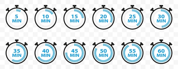 Set of Stopwatch Icon. Vector Illustration