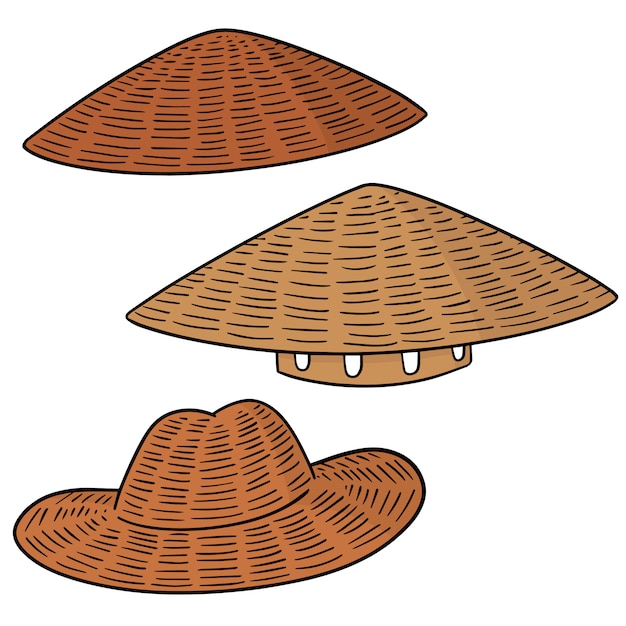 Vector set of straw hat