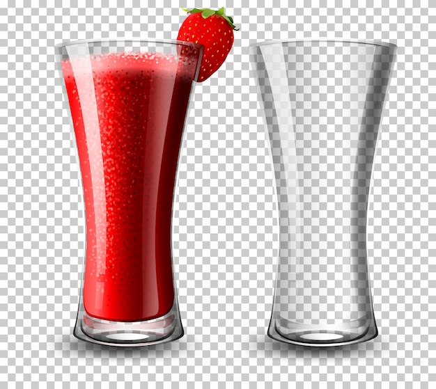 Set of strawberry cocktail glass