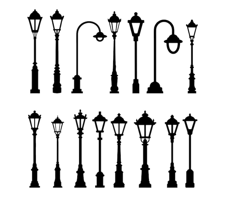 Vector set of street lamps vector