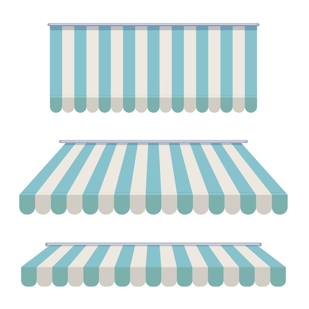 Vector a set of striped awnings