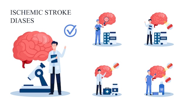 Vector set of stroke disease vector illustration