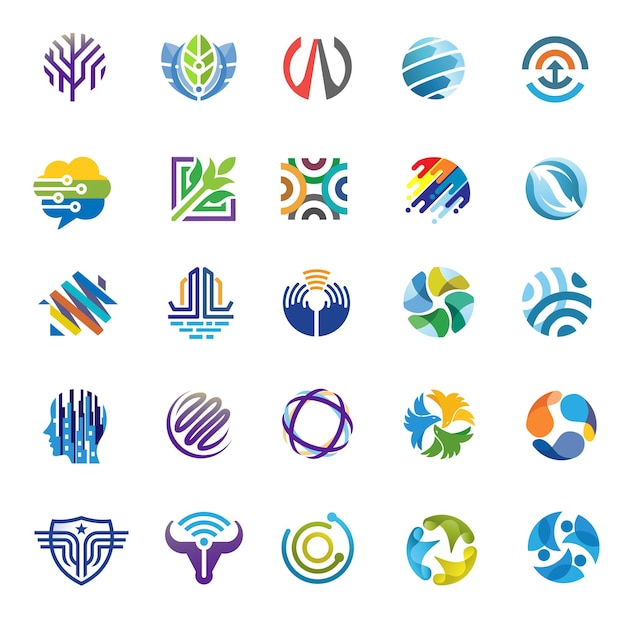 set of strong and elegant elements logo