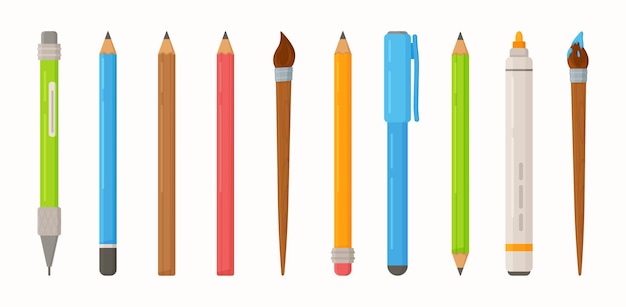 Pens, pencils, fountain pen and markers clipart set. Digital images or  vector graphics for commercial and personal use.