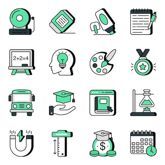 Set of study flat icons