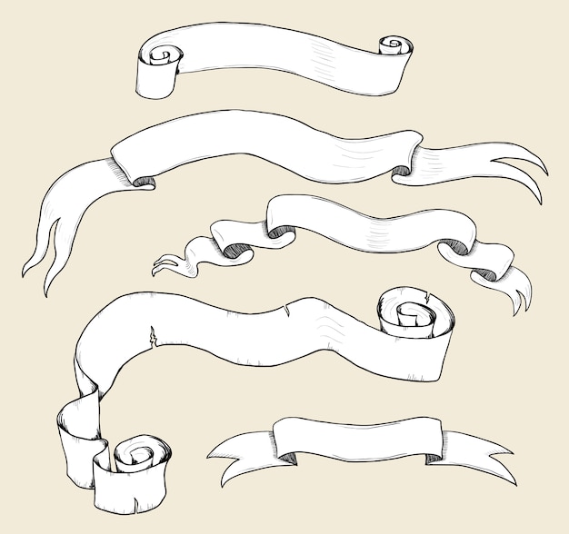 Vector set of styled old ribbons