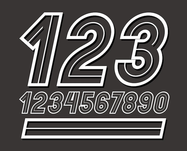 Set of stylish retro rounded vector digits, modern numerals collection can be used in poster art creation.