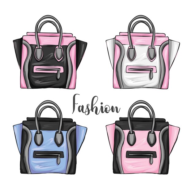 A set of stylish womens bags.