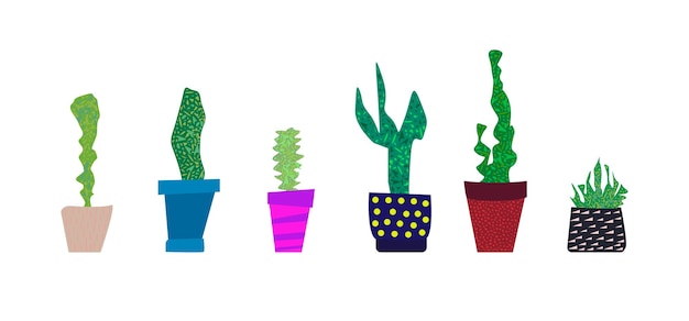 Set of stylized home plants illustration