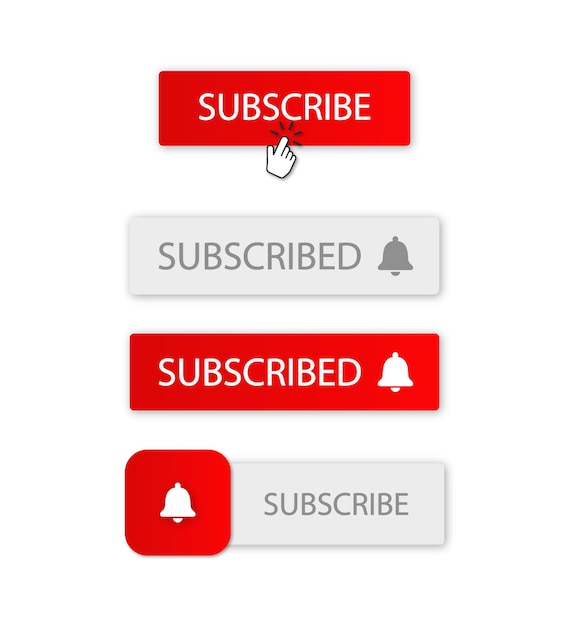 Vector set of subscribe button with bell icon